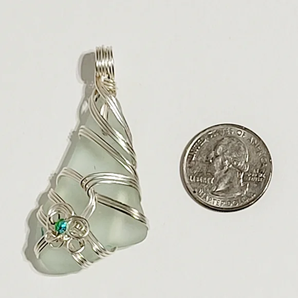 Sea Glass Coke Bottle Wire Wrapped Pendant - Picture 8 of 9